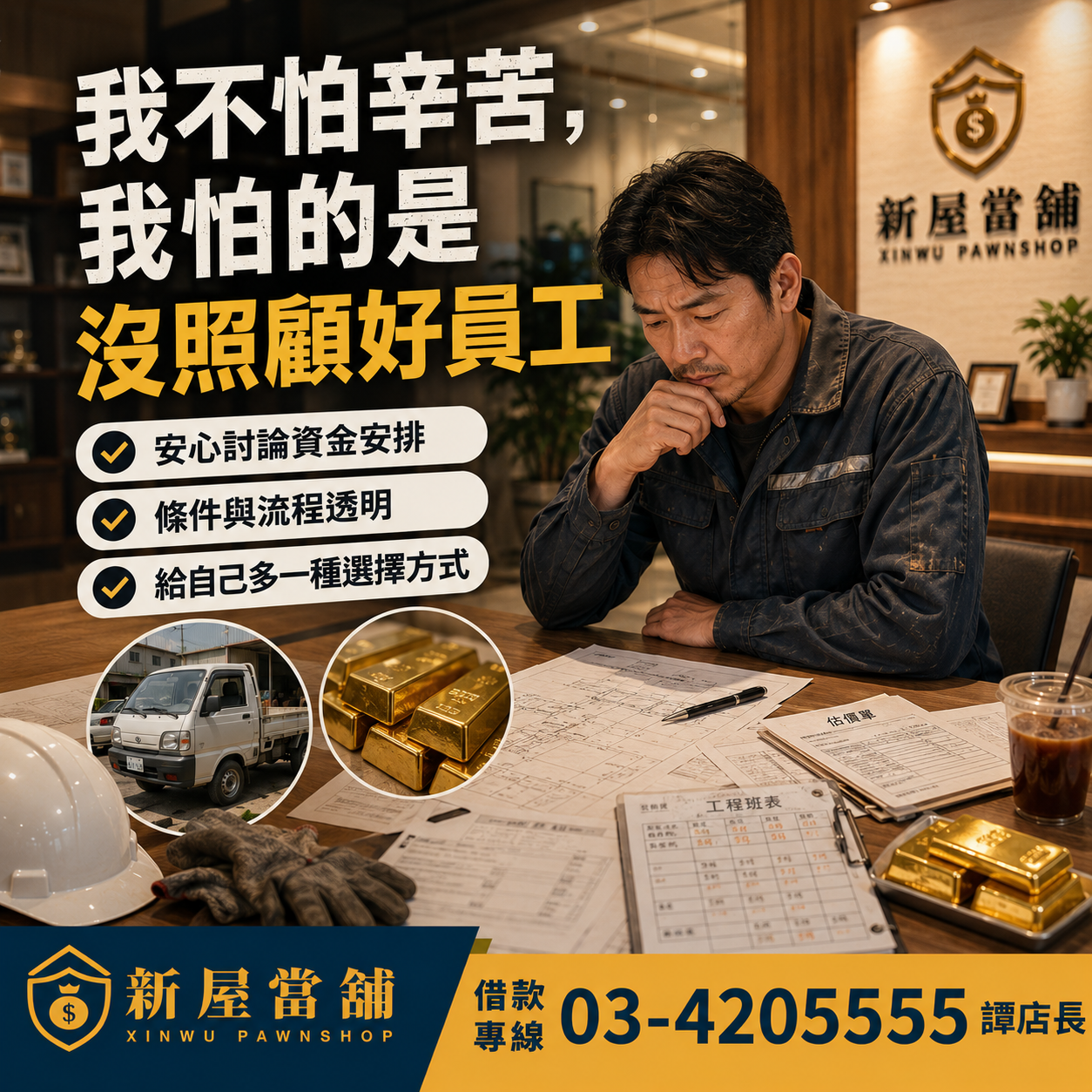 工程行老闆資金規劃 員工薪水不煩惱 汽機車借款 桃園新屋當舖